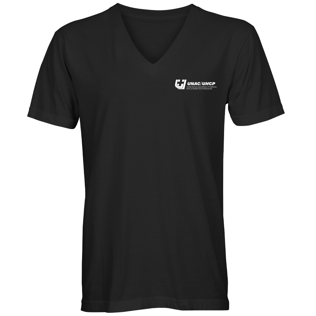 UNAC/UHCP Unisex V-Neck Full Logo T-Shirt -- Black
